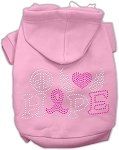 Peace Love Hope Breast Cancer Rhinestone Pet Hoodie (Color/Size: Light Pink Med)