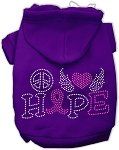 Peace Love Hope Breast Cancer Rhinestone Pet Hoodie (Color/Size: Purple Sm)