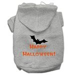 Happy Halloween Screen Print Pet Hoodies (Color/Size: Grey S)