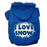 I Love Snow Screenprint Pet Hoodies (Color/Size: Blue Size Sm)