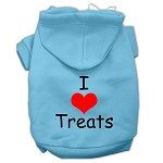 I Love Treats Screen Print Pet Hoodies (Color/Size: Baby Blue Size Sm)