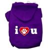 I Love U Screen Print Pet Hoodies