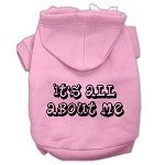 It's All About Me Screen Print Pet Hoodies (Color/Size: Light Pink Size Sm)