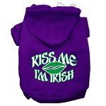 Kiss Me I'm Irish Screen Print Pet Hoodies (Color/Size: Purple Size Sm)