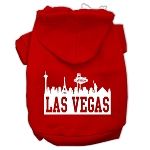 Las Vegas Skyline Screen Print Pet Hoodies (Color/Size: Red Size Sm)