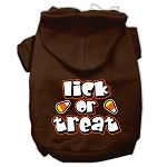 Lick Or Treat Screen Print Pet Hoodies (Color/Size: Brown Size Sm)