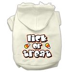 Lick Or Treat Screen Print Pet Hoodies (Color/Size: Cream Size Sm)