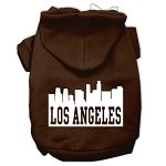 Los Angeles Skyline Screen Print Pet Hoodies (Color/Size: Brown Size Sm)