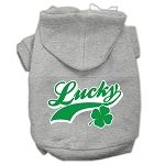 Lucky Swoosh Screen Print Pet Hoodies (Color/Size: Grey Size Sm)