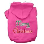 Merry Christmas Screen Print Pet Hoodies (Color/Size: Bright Pink Size Sm)