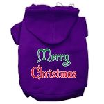 Merry Christmas Screen Print Pet Hoodies (Color/Size: Purple Size Med)