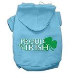 Proud to be Irish Screen Print Pet Hoodies (Color/Size: Baby Blue Size Sm)