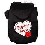 Puppy Love Screen Print Pet Hoodies (Color/Size: Black Size Med)