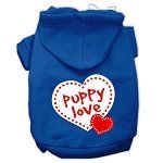 Puppy Love Screen Print Pet Hoodies (Color/Size: Blue Size Med)