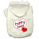 Puppy Love Screen Print Pet Hoodies (Color/Size: Cream Size Med)