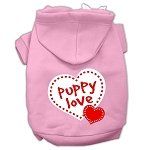 Puppy Love Screen Print Pet Hoodies (Color/Size: Light Pink Size Sm)