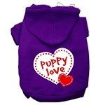 Puppy Love Screen Print Pet Hoodies (Color/Size: Purple Size Sm)