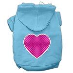 Pink Swiss Dot Heart Screen Print Pet Hoodies (Color/Size: Baby Blue Size Med)