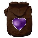 Purple Swiss Dot Heart Screen Print Pet Hoodies (Color/Size: Brown Size Med)