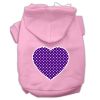 Purple Swiss Dot Heart Screen Print Pet Hoodies