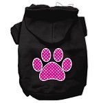 Pink Swiss Dot Paw Screen Print Pet Hoodies (Color/Size: Black Size Sm)