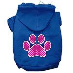 Pink Swiss Dot Paw Screen Print Pet Hoodies (Color/Size: Blue Size Sm)