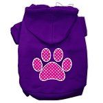 Pink Swiss Dot Paw Screen Print Pet Hoodies (Color/Size: Purple Size Sm)