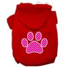 Pink Swiss Dot Paw Screen Print Pet Hoodies