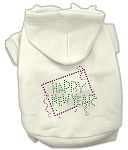 Happy New Year Rhinestone Hoodies (Color/Size: Cream S)