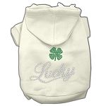 Lucky Rhinestone Hoodies (Color/Size: Cream M)