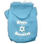 Happy Hanukkah Screen Print Pet Hoodies (Color/Size: Baby Blue Size XL)