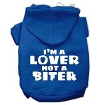 I'm a Lover not a Biter Screen Printed Dog Pet Hoodies (Color/Size: Blue Size XL)