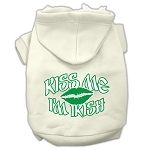 Kiss Me I'm Irish Screen Print Pet Hoodies (Color/Size: Cream Size XL)