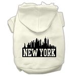 New York Skyline Screen Print Pet Hoodies (Color/Size: Cream Size XL)