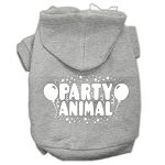 Party Animal Screen Print Pet Hoodies (Color/Size: Grey Size Med)