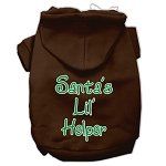 Santa's Lil' Helper Screen Print Pet Hoodies (Color/Size: Brown Size Sm)