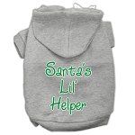 Santa's Lil' Helper Screen Print Pet Hoodies (Color/Size: Grey Size Sm)