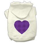 Purple Swiss Dot Heart Screen Print Pet Hoodies (Color/Size: Cream Size S)