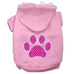 Pink Swiss Dot Paw Screen Print Pet Hoodies (Color/Size: Light Pink Size Sm)