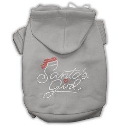 Santa's Girl Rhinestone Dog Hoodie (Color/Size: Grey XL)