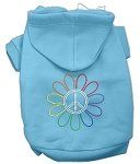Rhinestone Rainbow Flower Peace Sign Hoodie (Color/Size: Baby Blue XL)