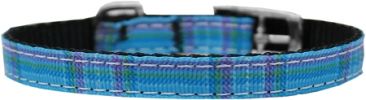 Plaid Nylon Dog Collar with classic buckle 3/8"