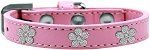 Silver Flower Widget Dog Collar (Color/Size: Light Pink Size 20)