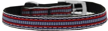 Preppy Stripes Nylon Dog Collar with classic buckles 3/8"