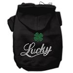 Lucky Rhinestone Hoodies (Color/Size: Black L)