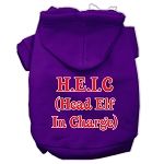 Head Elf In Charge Screen Print Pet Hoodies (Color/Size: Purple Size Med)