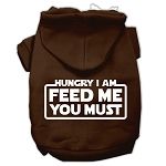 Hungry I am Screen Print Pet Hoodies (Color/Size: Brown Size Med)