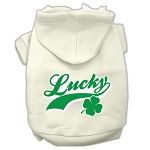 Lucky Swoosh Screen Print Pet Hoodies (Color/Size: Cream Size Lg)