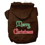 Merry Christmas Screen Print Pet Hoodies (Color/Size: Brown Size Lg)