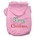 Merry Christmas Screen Print Pet Hoodies (Color/Size: Light Pink Size Lg)